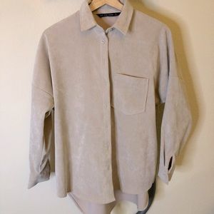 Zara oversized beige corduroy shirt, size XS